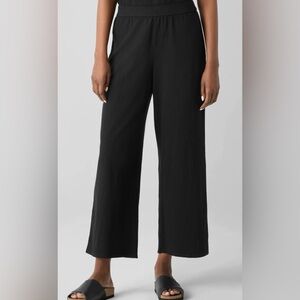 Eileen Fischer Black Wide-Leg Cropped Pants